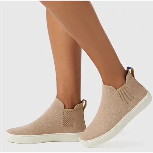 Rothy's Shoes - Rothy’s Chelsea Ankle Boots in Camel Tan Knit Washable Pull On Shoes Size 8.5